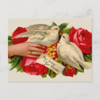 Vintage Fåglar Victorian Love Dove Klassisk Konst
