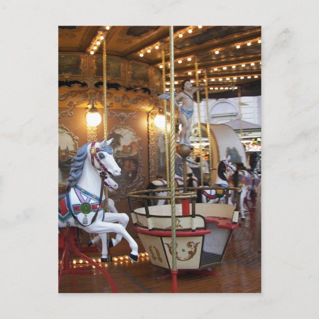 Vintage Fairground Carousel Vykort (Framsida)