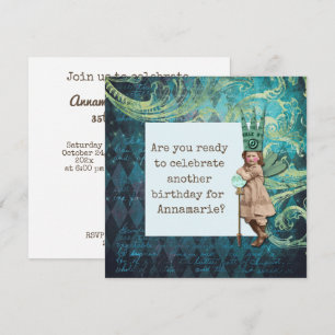 Vintage Fairy Altered Art Birthday Inbjudningar
