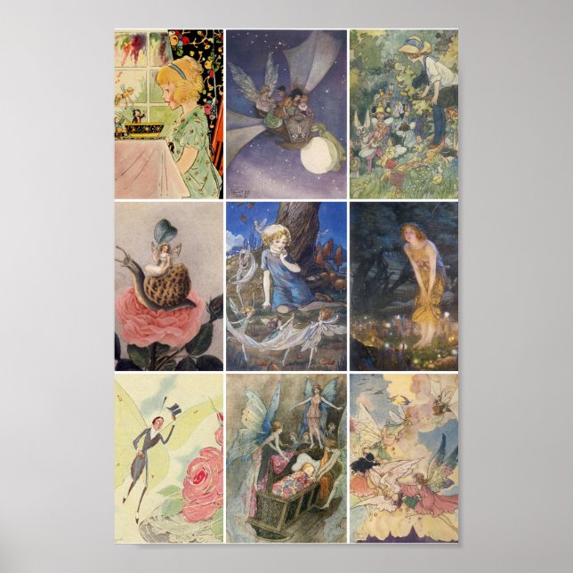 Vintage Fairy Art Illustrations Poster (Framsidan)