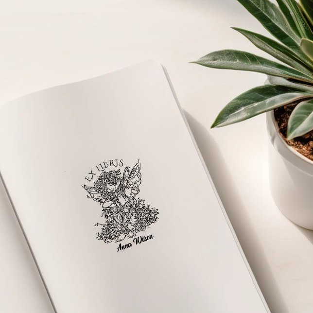 Vintage Fairy Bibliotek Bok Stämpel (Skapare uppladdad)