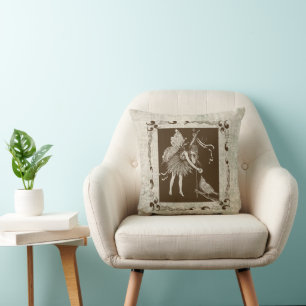 Vintage Fairy & Bird Kudde