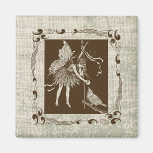 Vintage Fairy & Bird Magnet
