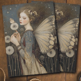 Vintage Fairy & Dandelion Magical Decoupage Art
