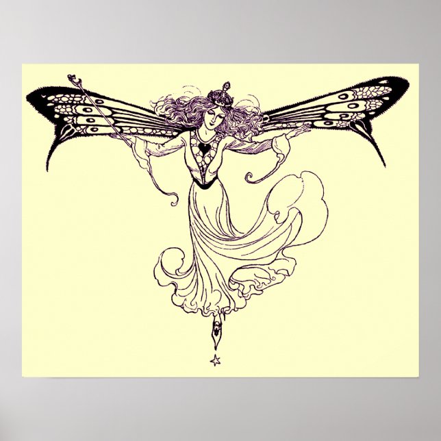 Vintage Fairy Decal Print Poster (Framsidan)