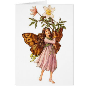 Vintage - Fairy Girl with Flowers Hälsningskort