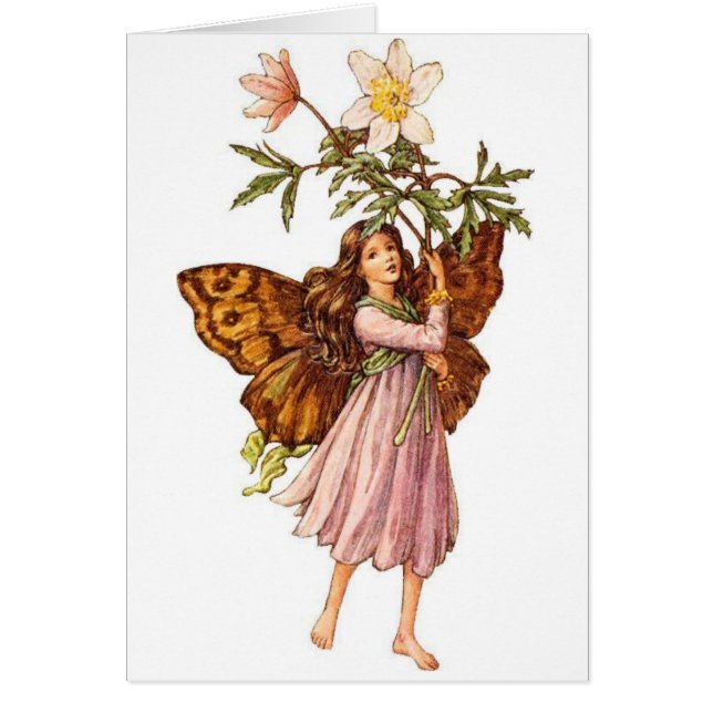 Vintage - Fairy Girl with Flowers Hälsningskort (Framsidan)