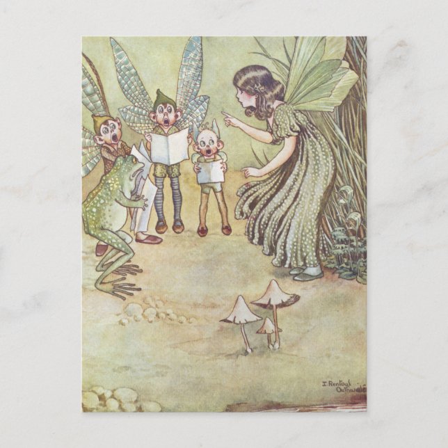 Vintage Fairy Illustration, Retro Vykort (Framsida)