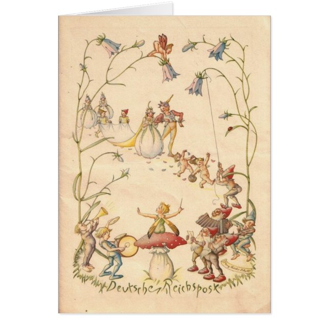 Vintage - Fairy Land Bröllop Hälsningskort (Framsidan)