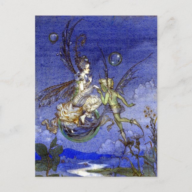 Vintage Fairy on a Bubble Vykort (Framsida)