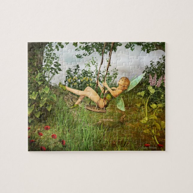 Vintage Fairy on a Swing Puzzle Pussel (Horisontell)