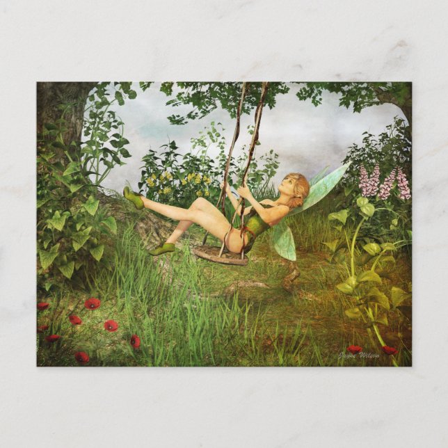 Vintage Fairy på ett vykort (Framsida)