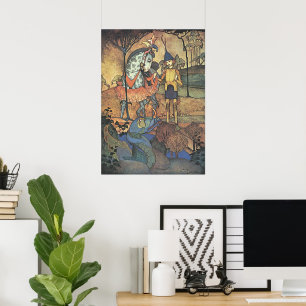 Vintage Fairy Tale, A Modig Knight och Dragon Poster