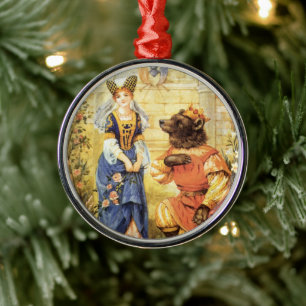 Vintage Fairy Tale, Beauty och Beast Julgransprydnad Metall