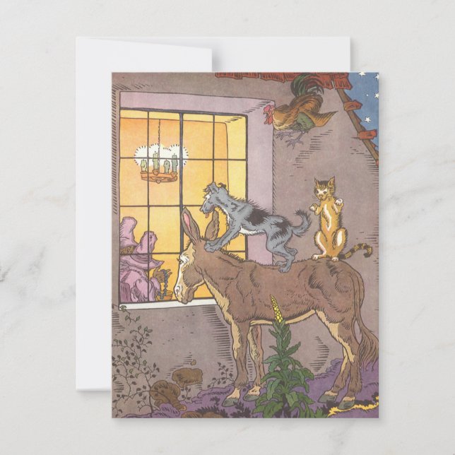 Vintage Fairy Tale, Bremen Town Musician, Hauman Inbjudningar (Framsida)