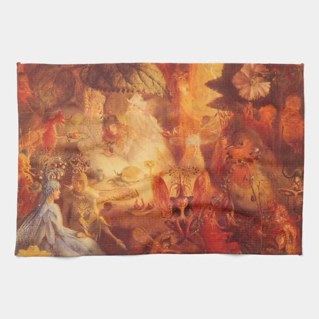 Vintage Fairy Tale Captive Robin av Fitzgerald Kökshandduk (Horisontell)