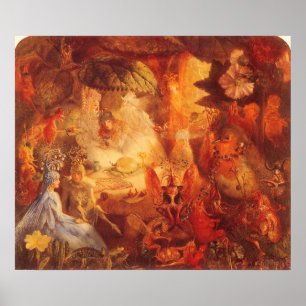 Vintage Fairy Tale Captive Robin av Fitzgerald Poster