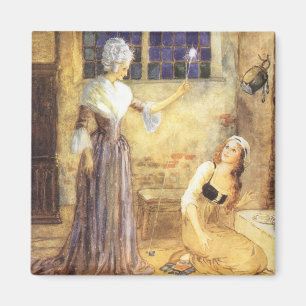 Vintage Fairy Tale Cinderella med Fairy Godmor Magnet