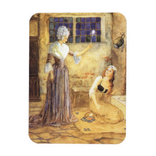 Vintage Fairy Tale Cinderella med Fairy Godmor Magnet