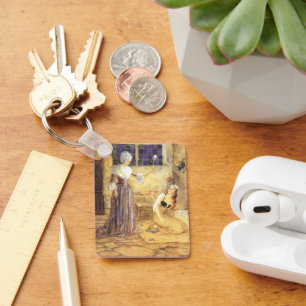 Vintage Fairy Tale Cinderella med Fairy Godmor Nyckelring