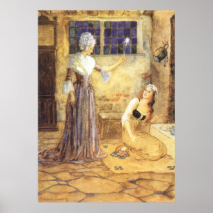 Vintage Fairy Tale Cinderella med Fairy Godmor Poster