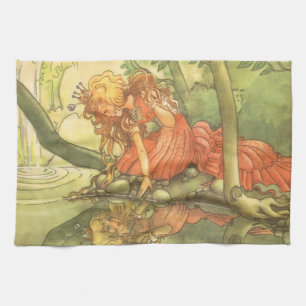Vintage Fairy Tale, Frog Prince Princess av Pond Kökshandduk