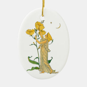 Vintage Fairy Tale, kvällsmålet Primrose, Walter C Julgransprydnad Keramik