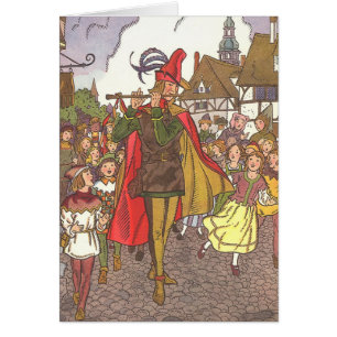 Vintage Fairy Tale Pied Piper of Hamelin av Hauman Hälsningskort