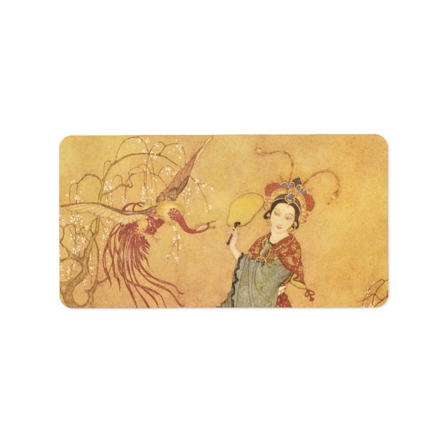 Vintage Fairy Tale Princess Badoura, Edmund Dulac Adressetikett (Framsidan)