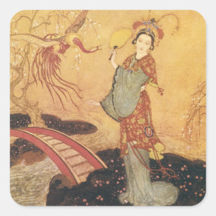 Vintage Fairy Tale Princess Badoura, Edmund Dulac Fyrkantigt Klistermärke