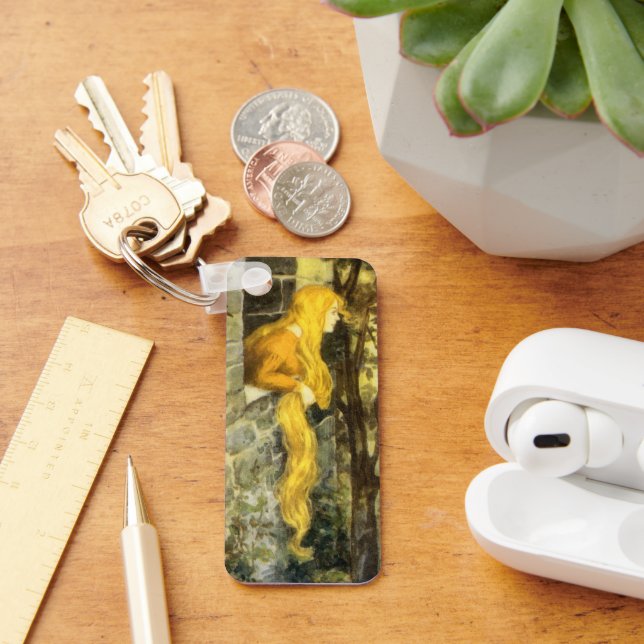 Vintage Fairy Tale, Rapunzel med lång luthår Nyckelring (Skrivbord)