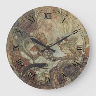 Vintage Fairy Tale, Sjöjungfrun av Edmund Dulac Stor Klocka