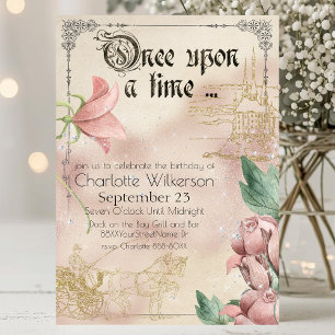 Vintage Fairy Tale Theme Castle and Carriage Inbjudningar