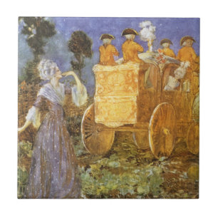 Vintage Fairy Tales Cinderella och Fairy Godmor Kakelplatta