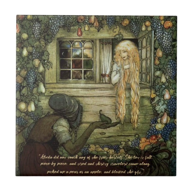 Vintage Fairytale Art Alvida’s Window Kakelplatta (Framsidan)