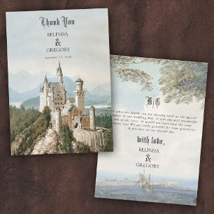 Vintage Fairytale Castle Rustic Forest Bröllop Tack Kort