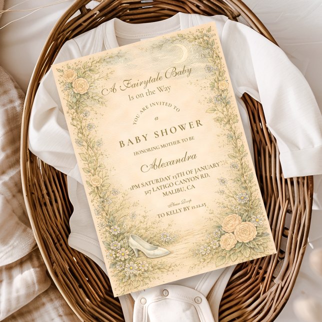 Vintage Fairytale Garden Baby Shower Inbjudningar (Skapare uppladdad)