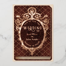Vintage Fairytale Red Library Book Wedding Gold