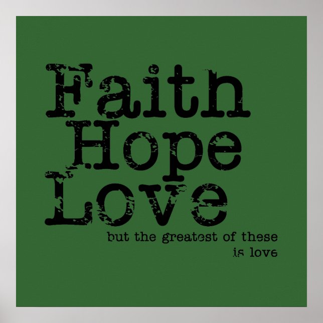 Vintage Faith Hope Kärlek Poster (Framsidan)