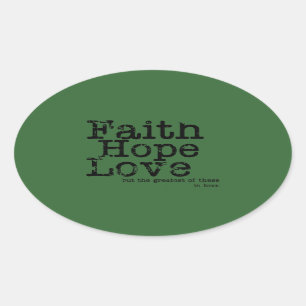 Vintage Faith Hope Kärlek Stickers Ovalt Klistermärke