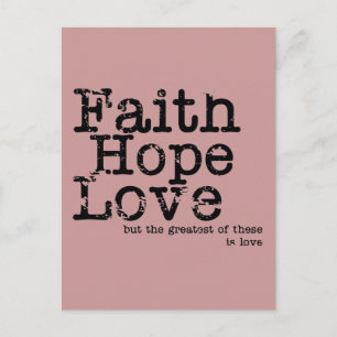 Vintage Faith Hope Kärlek vycard Vykort