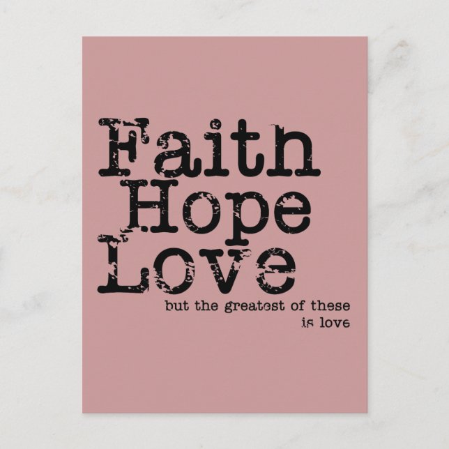 Vintage Faith Hope Kärlek vycard Vykort (Framsida)
