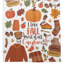 Vintage Fall Capybara Shower Curtain