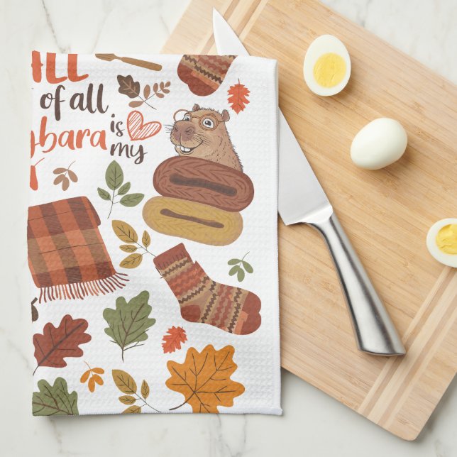 Vintage Fall Capybara Towel Kökshandduk (Vikt i Fjärdedel)