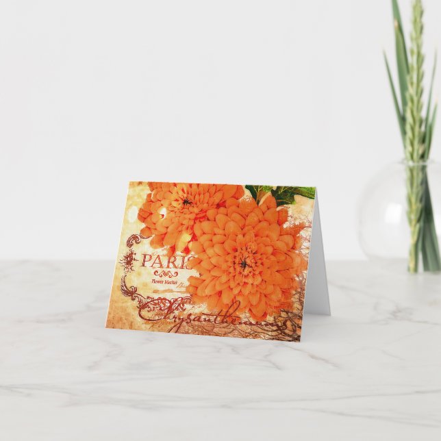 Vintage Fall chrysanthemums Kort (Framsida)