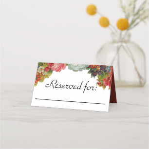Vintage Fall Flowers Burgundy Reserverat för Bröll Placeringskort