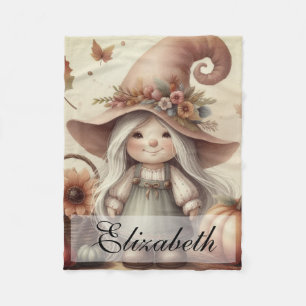 Vintage Fall Gnomes med Höst löv Fleecefilt