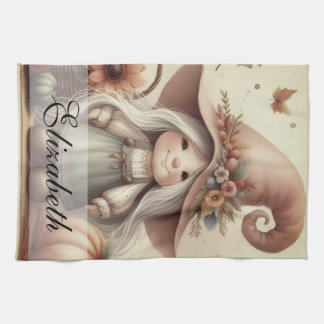 Vintage Fall Gnomes med Höst löv Kökshandduk