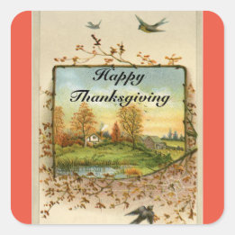 Vintage Fall liggande Thanksgiving - Stickor Fyrkantigt Klistermärke