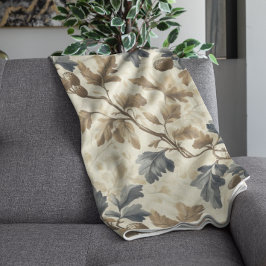 Vintage Fall Oak Löv | Elegant Blue och Guld Fleecefilt